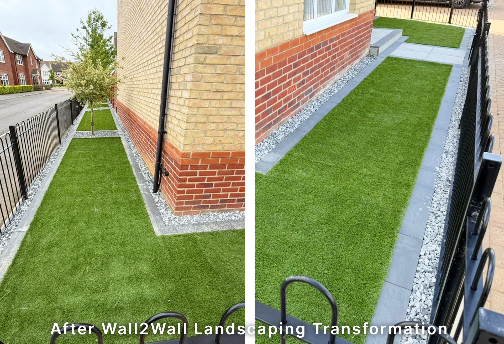 After: Porcelain patio and artificial grass garden makeover in Witham