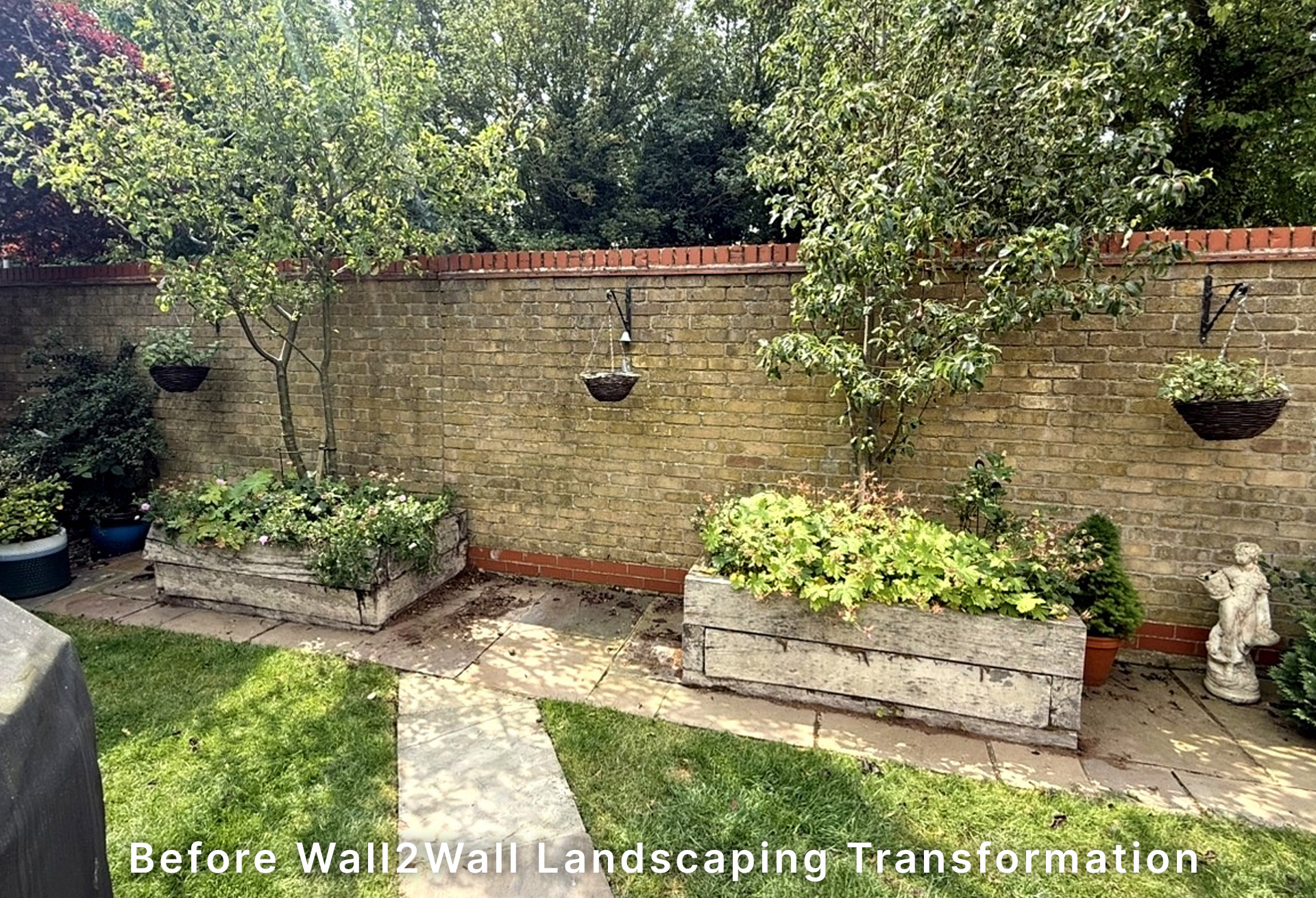 After: New oak sleeper raised planters and trellis in Maldon