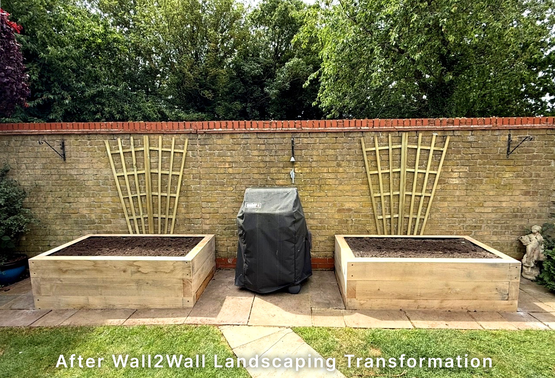 Before: Old raised flower beds in Maldon before replacement